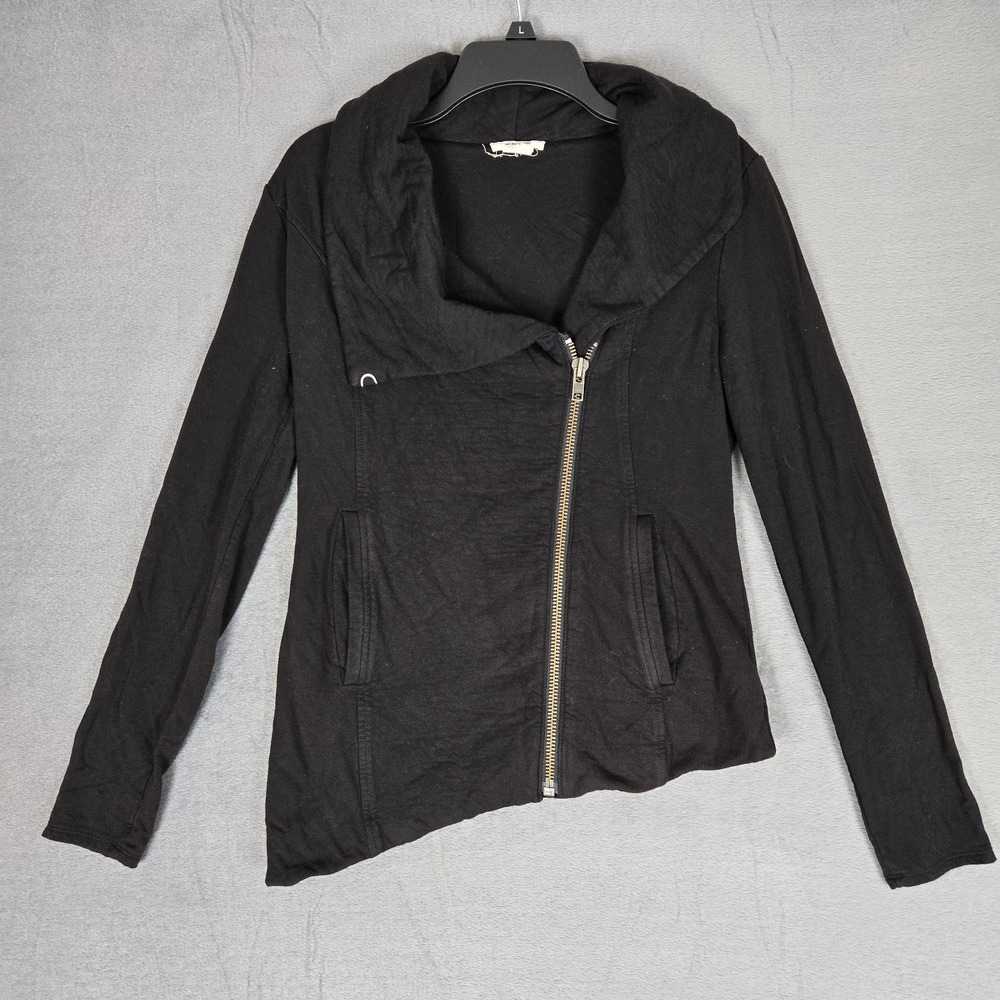 Helmut Lang Jacket Womens Petite (XS) Black Villous Asymmetrical Zip Moto